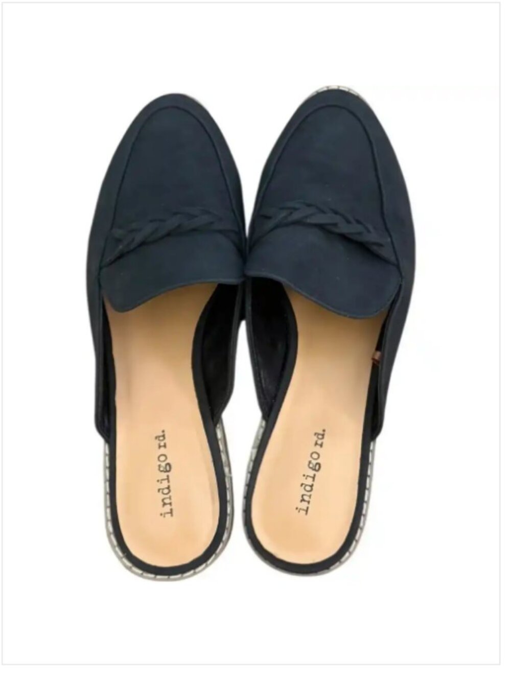 INDIGO RD. Black Irharsen‎ Braided Slip On Loafers Size 8